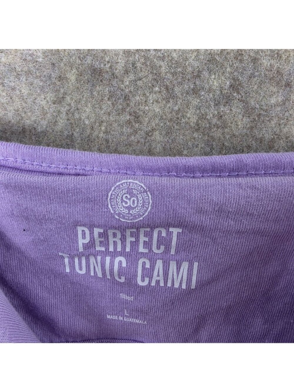 SO Womens Tunic Cami Lavender Purple Size L Cotton Blend Fitted Spaghetti Straps - Picture 4 of 7